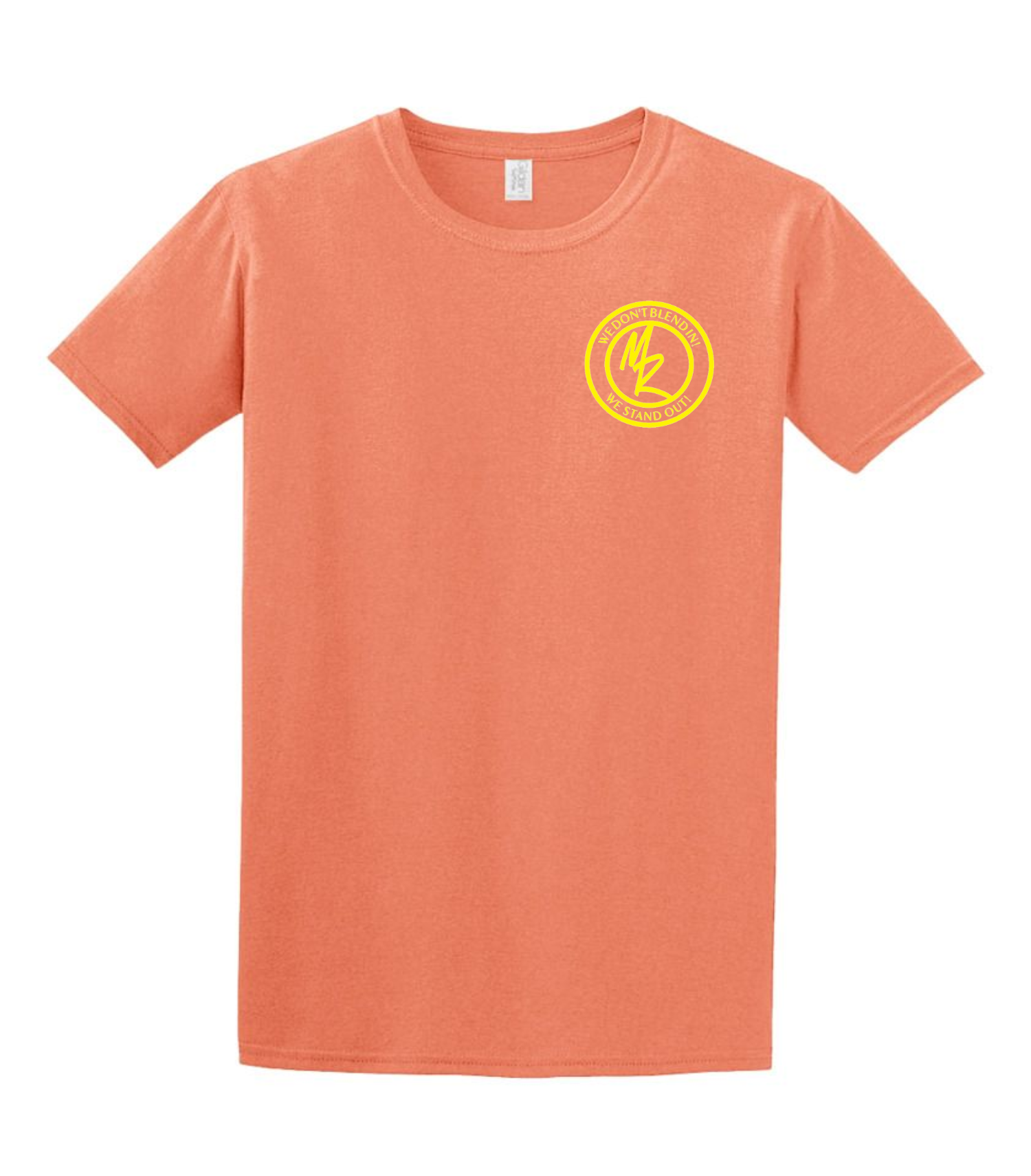 Fitted Heather Orange Tee With Neon Yellow Logo