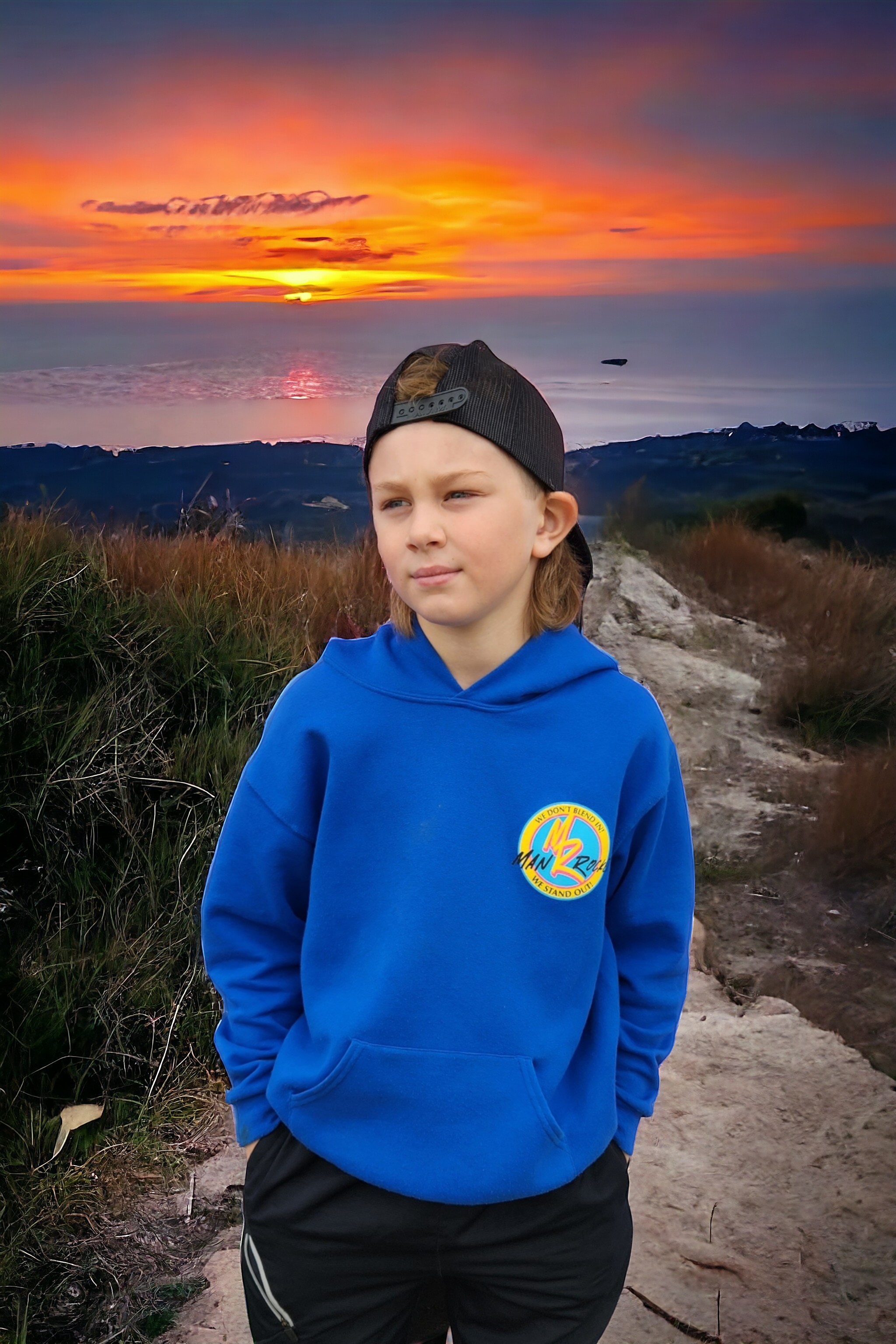 Youth Man Rocket Hoodie Blue