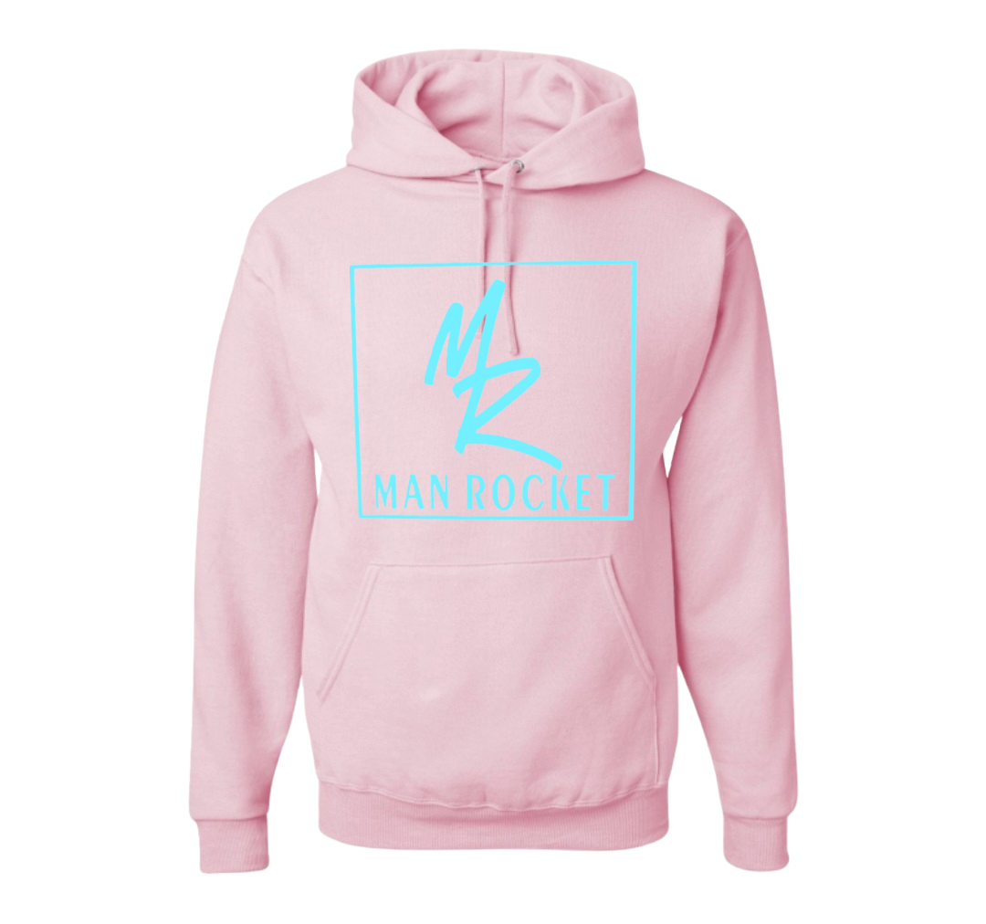 Youth Light Pink Hoodie Man Rocket Merch