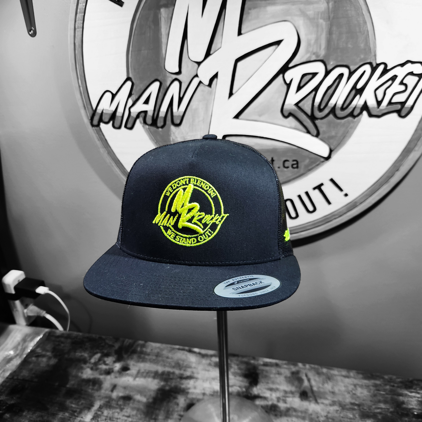 Neon Yellow Man Rocket Hat