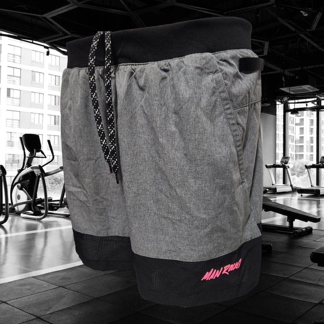 Man Rocket Black/Grey Gym Shorts.
